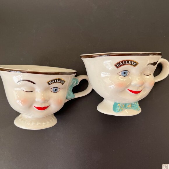 LOT OF 2 BAILEYS VINTAGE WINKING CUPS, MALE FEMALE LIMITED EDITION COLLECTIBLE - Picture 3 of 8